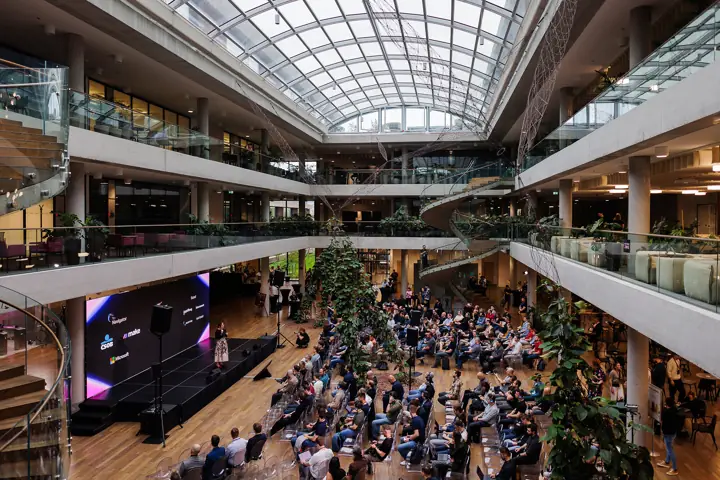 The atrium fills up, ELC Conference 2026